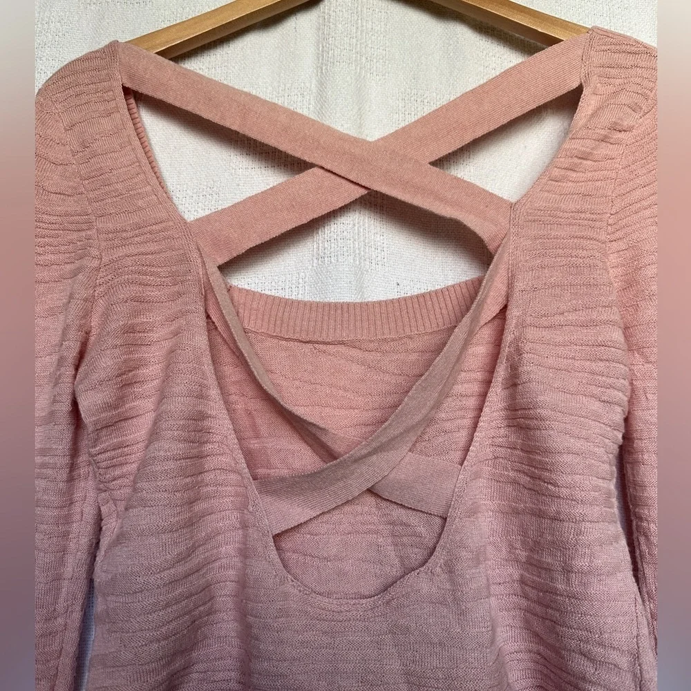 Free People Blush Pink Crisscross Back Blouse